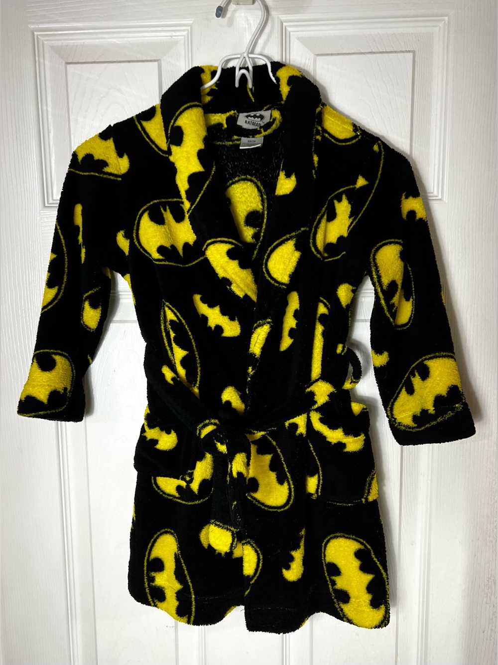 Batman Robe Toddler Robe Fleece Black/Yellow 3T-4T Toddler XS